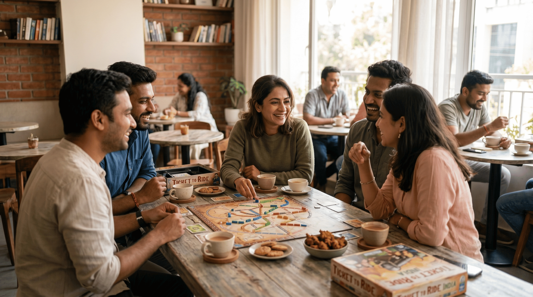 Friends playing a board game together at ABC